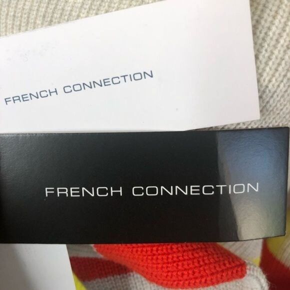 French Connection Nuka Stripe Sweater in Lemon Tonic / Poppy Red XS - Picture 7 of 7